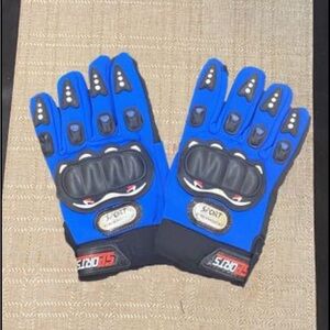Blue and Red Motorcycle Gloves